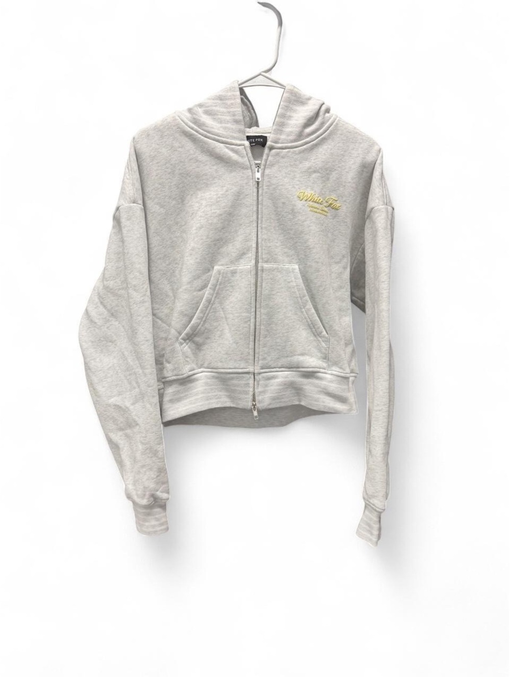 White Fox Women's Light Gray Zip-Up Hoodie S/M